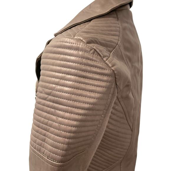 Bar III Vegan Leather Quilted Moto Jacket Gray M - Picture 5 of 8